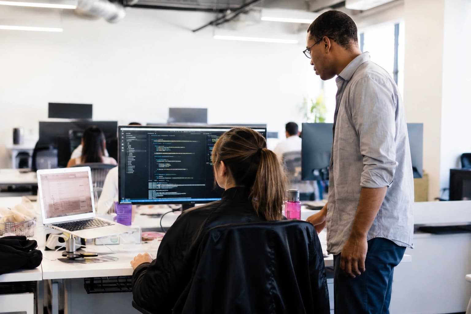 Group of workers collaborating
